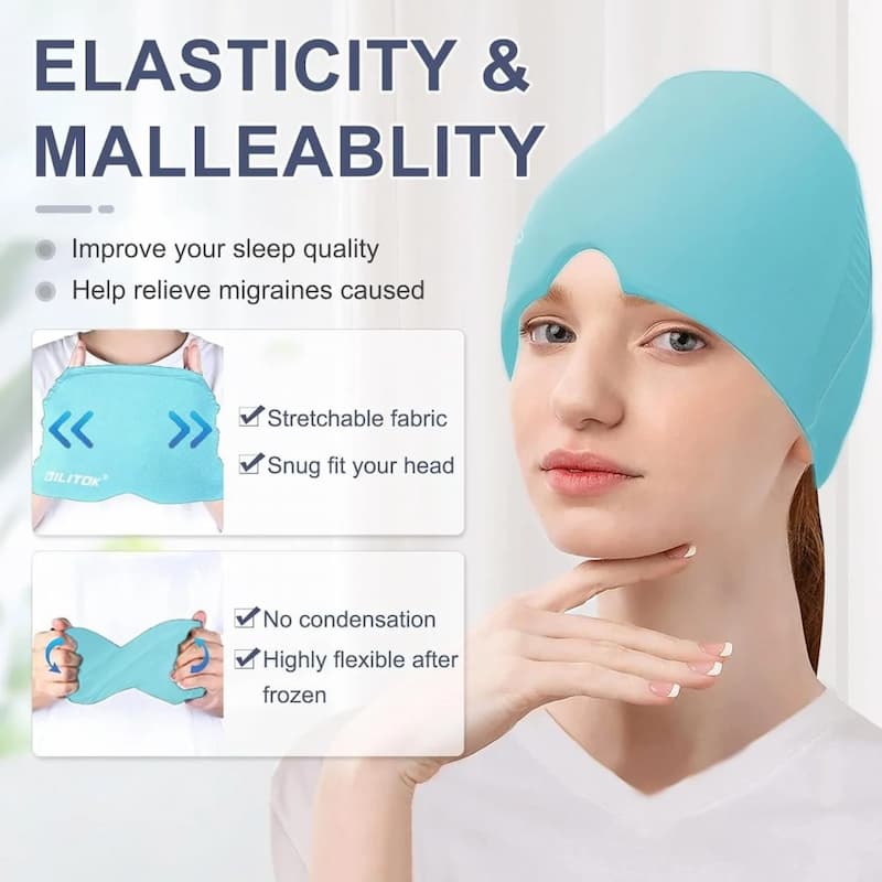 Migraine Relief Cap Hot & Cold Therapy Ice Cap for Headache Relief